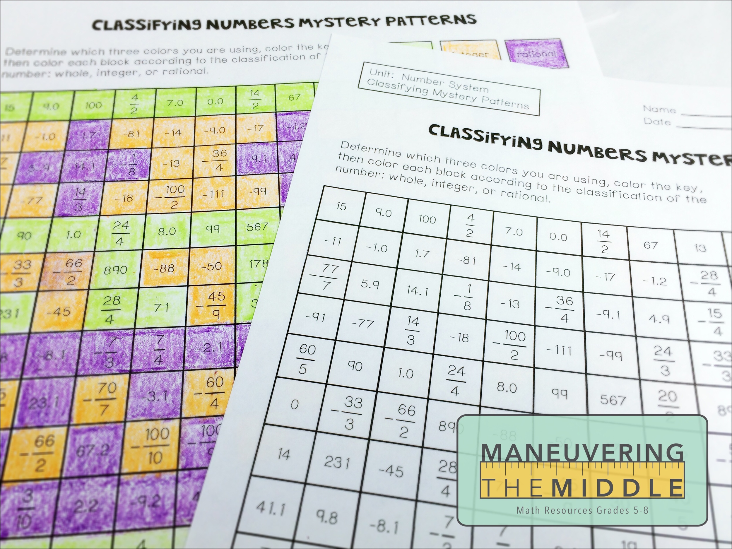 Classifying Real Numbers Mystery Pattern Worksheet Answer Key