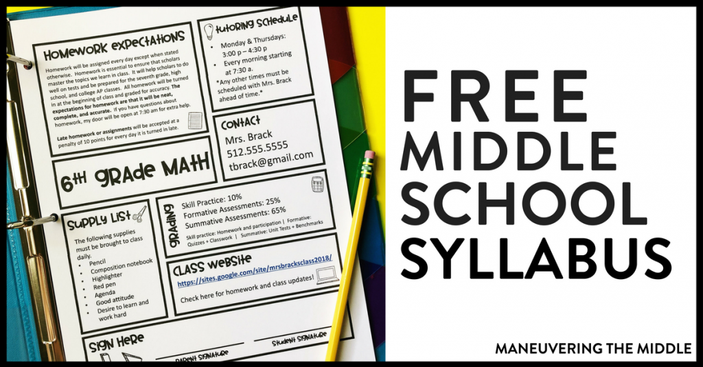 Middle School Math Syllabus Template Card Template Middle School Math Syllabus Template Card Template
